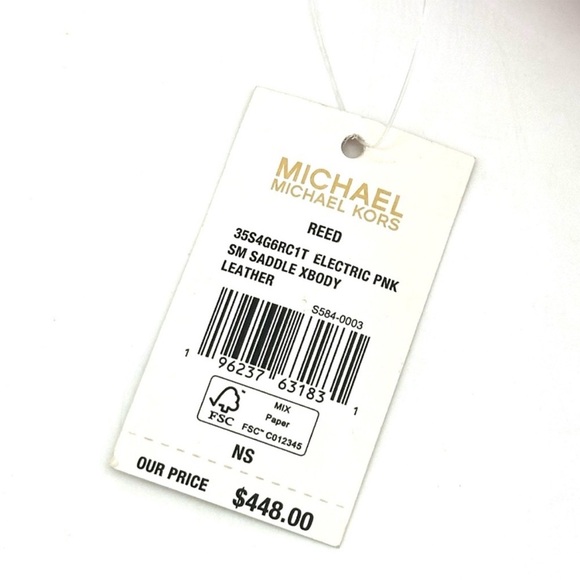 Michael Kors Small Reed Leather Saddle
Crossbody Bag Electric Pink - Picture 10 of 10